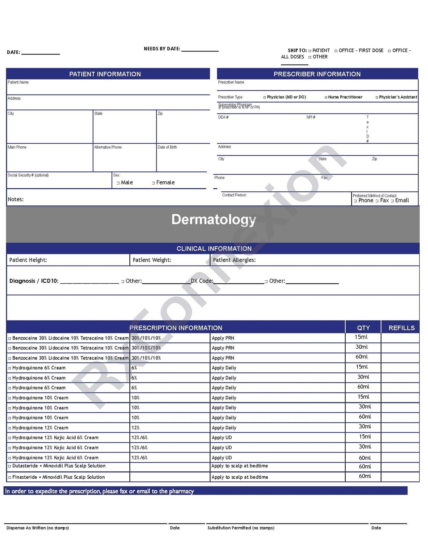 Rx Pad - Dermatology