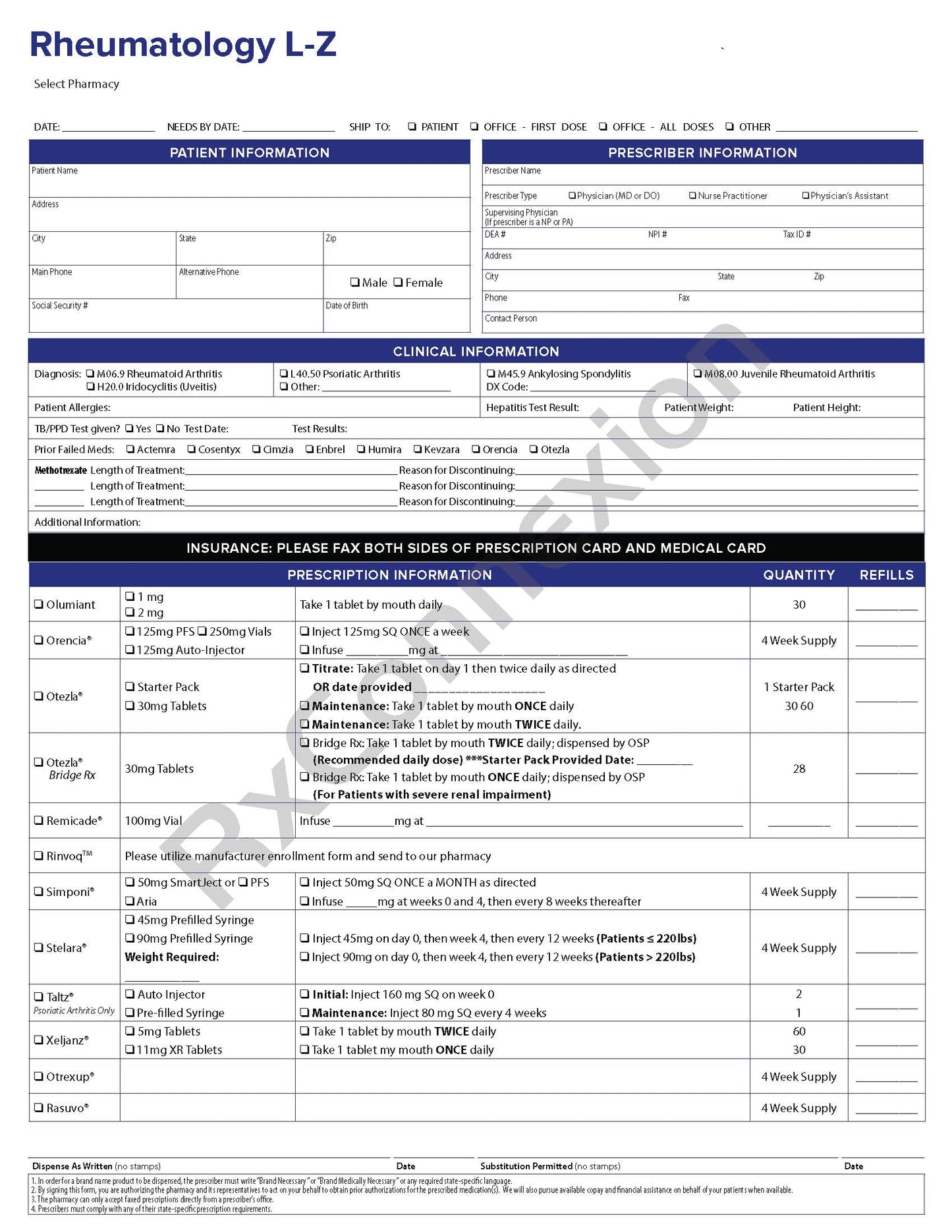 Rx Pad - Rheumatology L-Z
