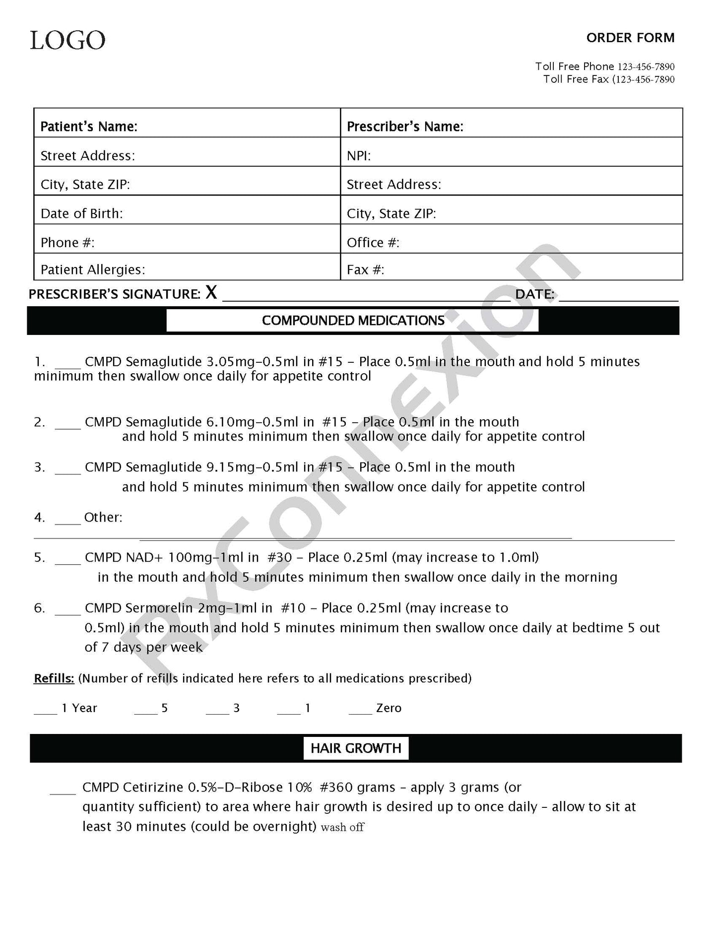 Compounded Medications Rx Pad