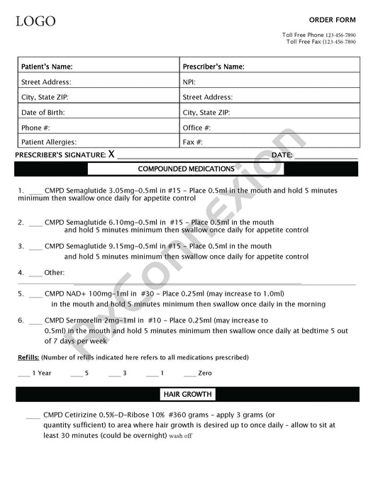 Compounded Medications Rx Pad
