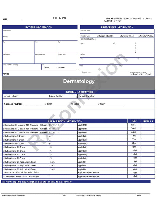 Rx Pad - Dermatology