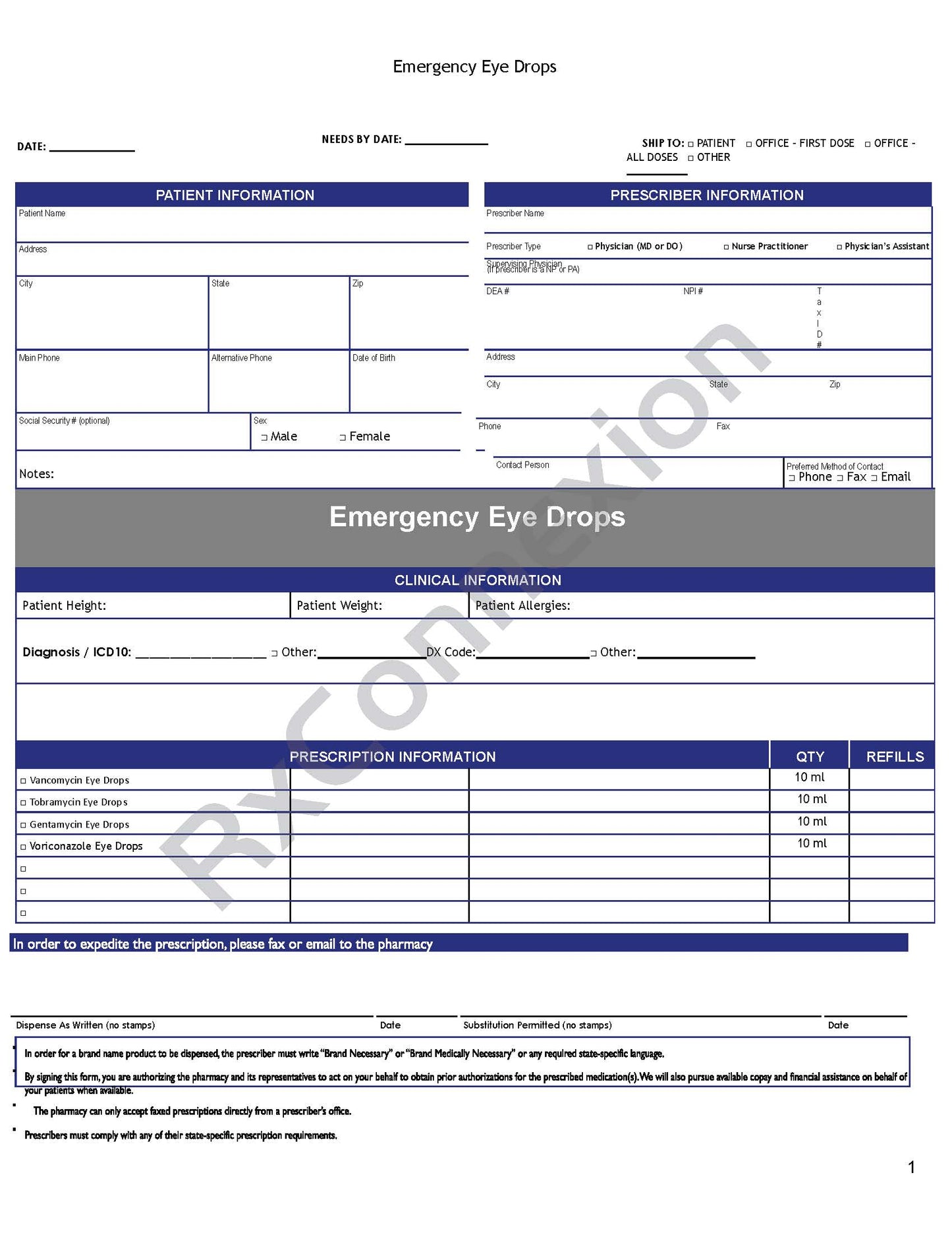 Rx Pads - Emergency Eye Drops