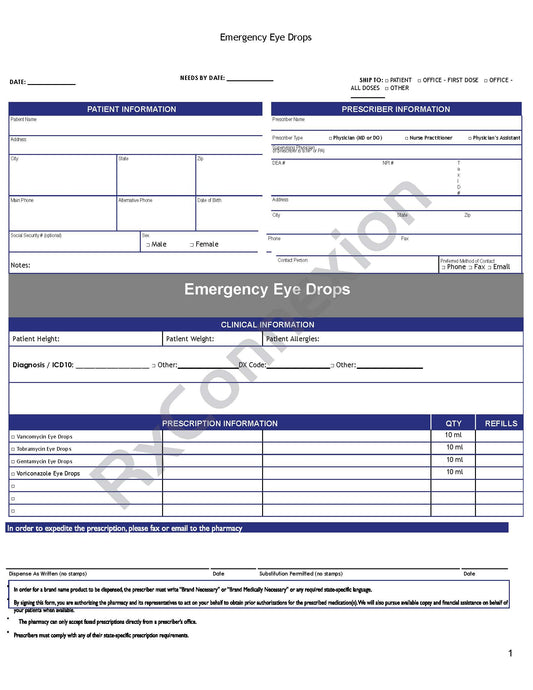Rx Pads - Emergency Eye Drops