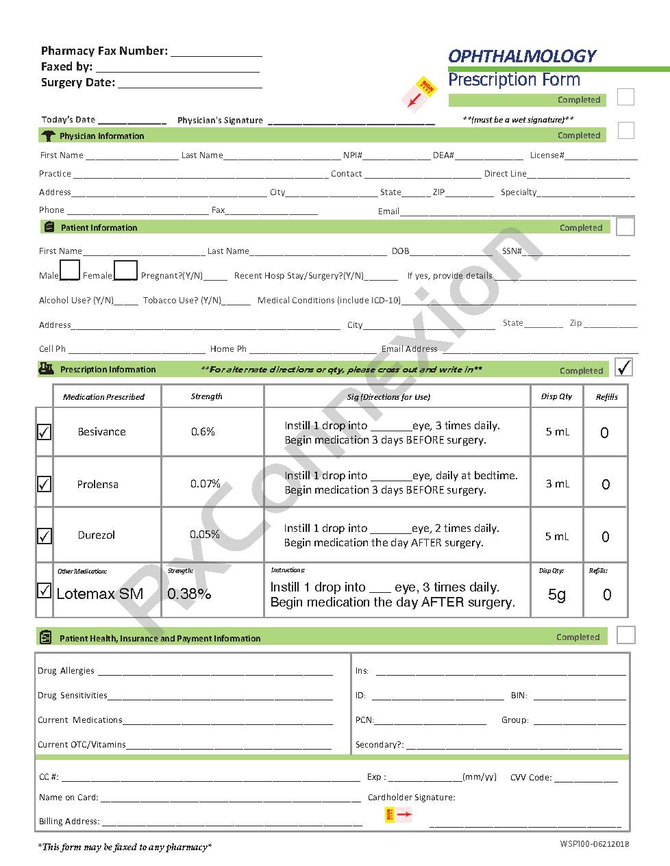 Optical Rx Order Form Rx Pad - Opthalmology Rx – RxConnexion